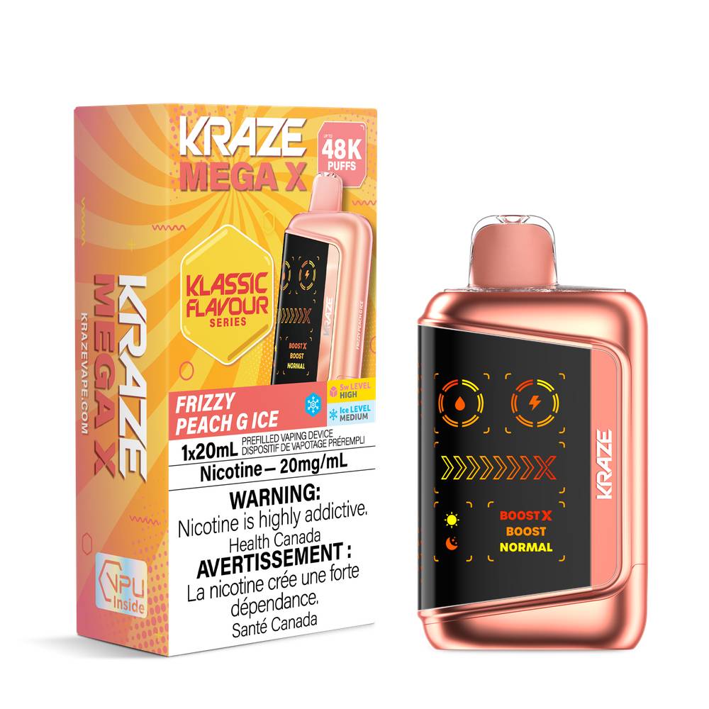 Kraze Mega X 48K Disposable Vape Frizzy Peach Ice